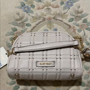 Ellen Tracy Beige Quilted Crossbody Bag